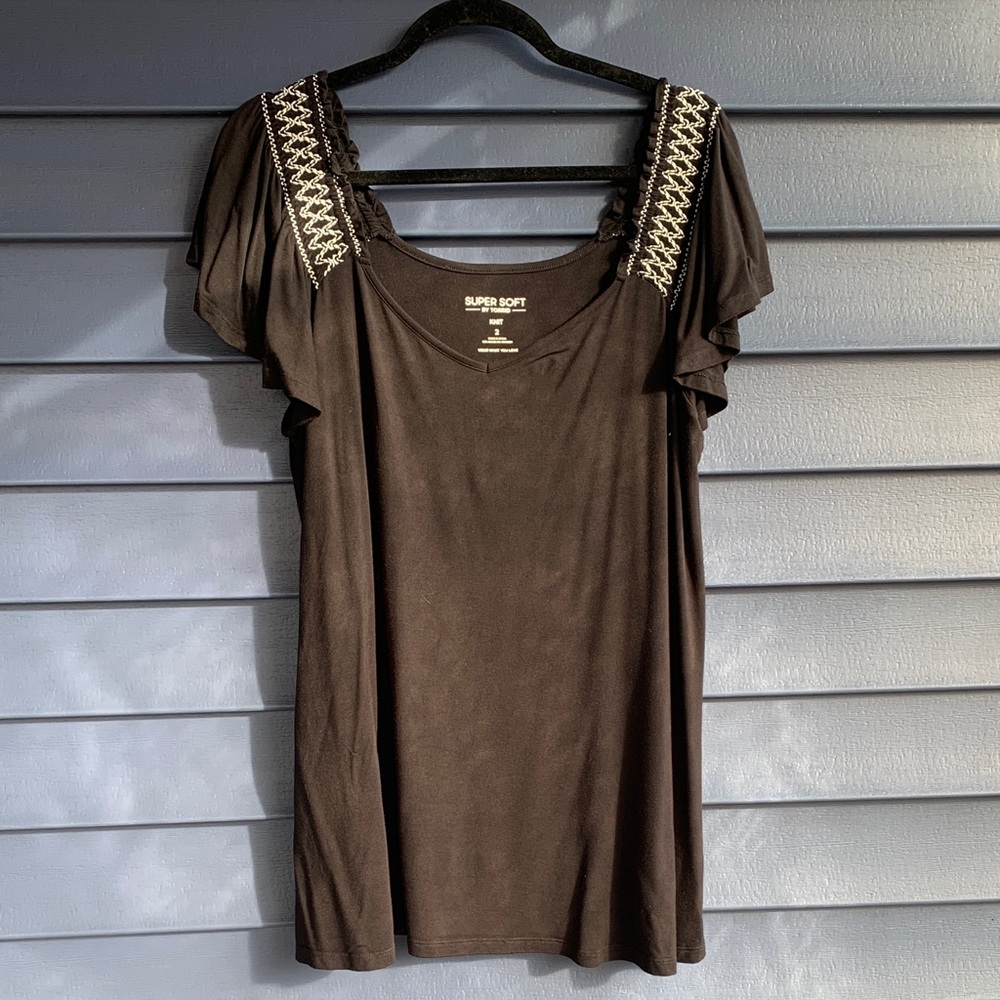 Torrid Black Blouse with Embellished Shoulders